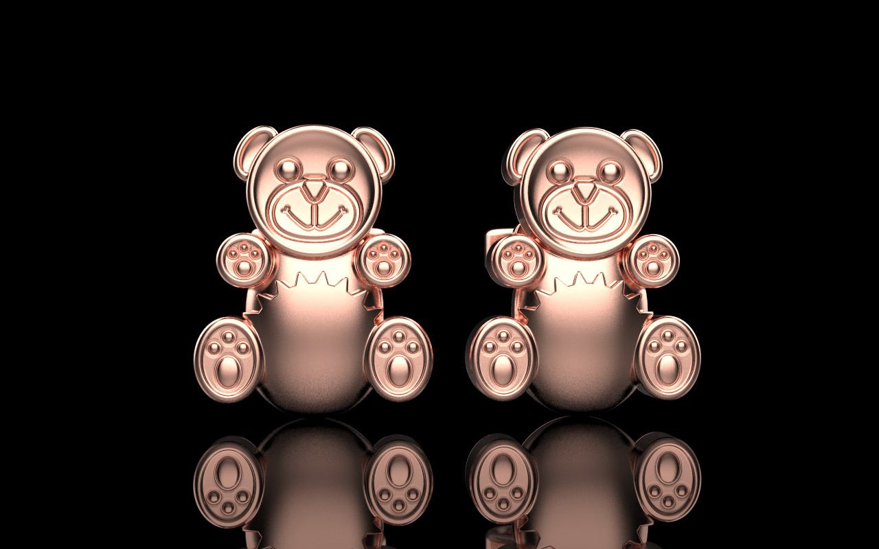 Gummy bear stud earring model 1063 3D print model_21
