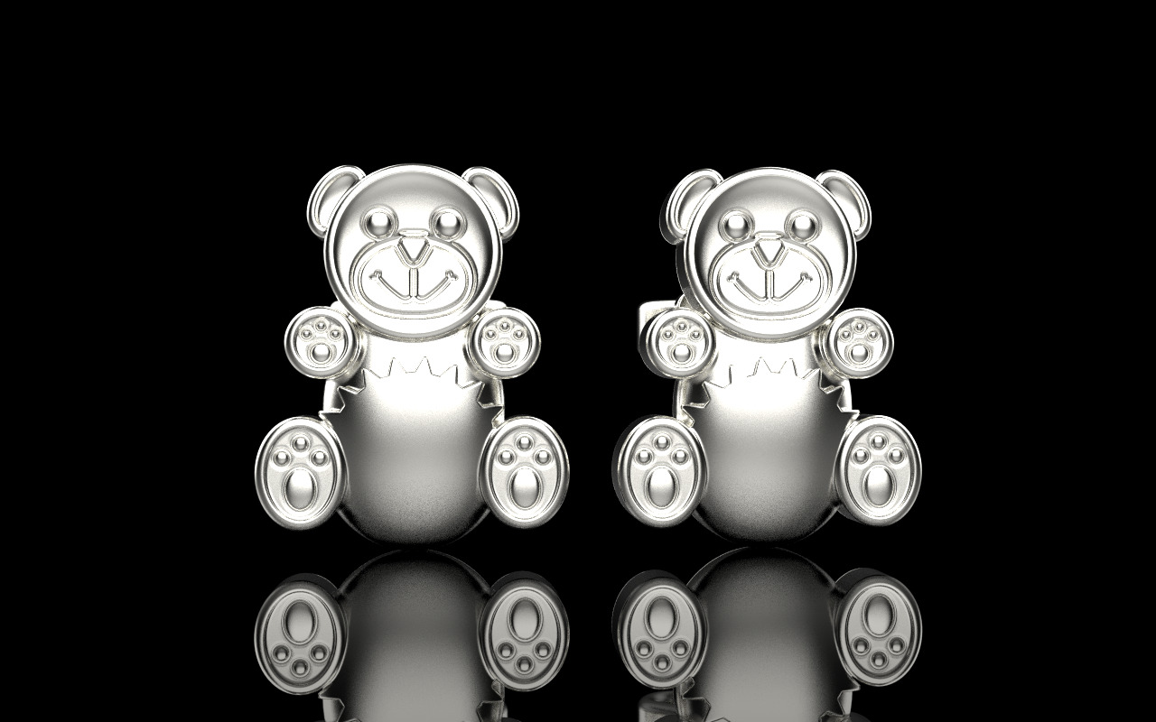 Gummy bear stud earring model 1063 3D print model_22