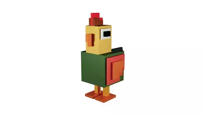 Cube chicken Blender 3D model