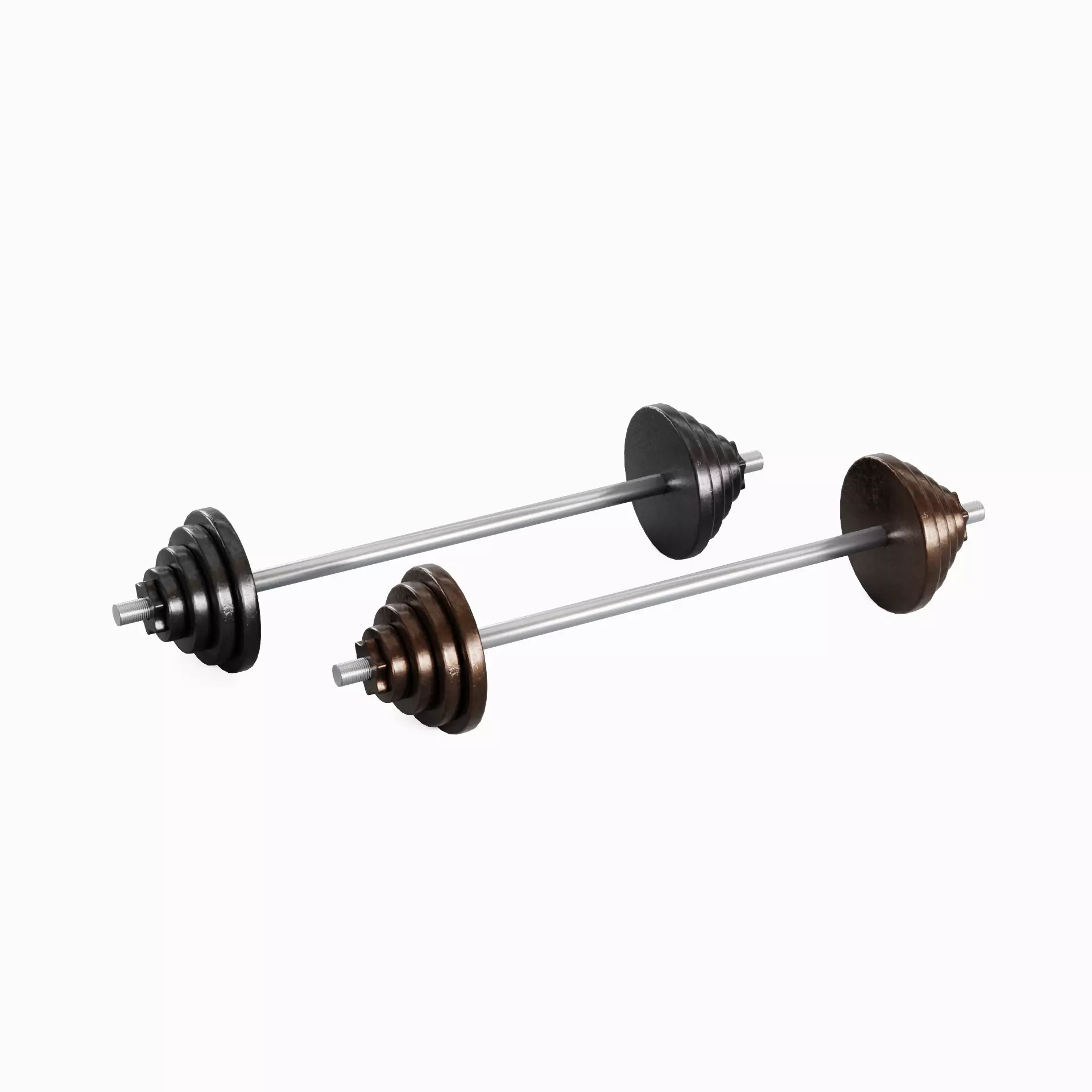 Iron Barbell Set 3D model_0