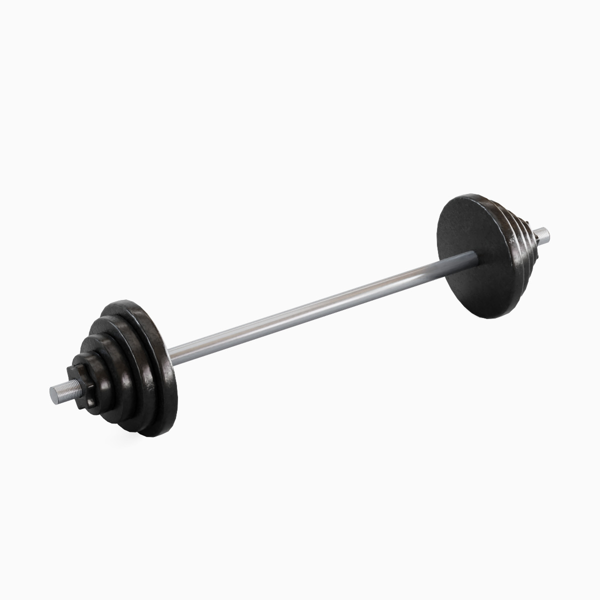 Iron Barbell Set 3D model_5
