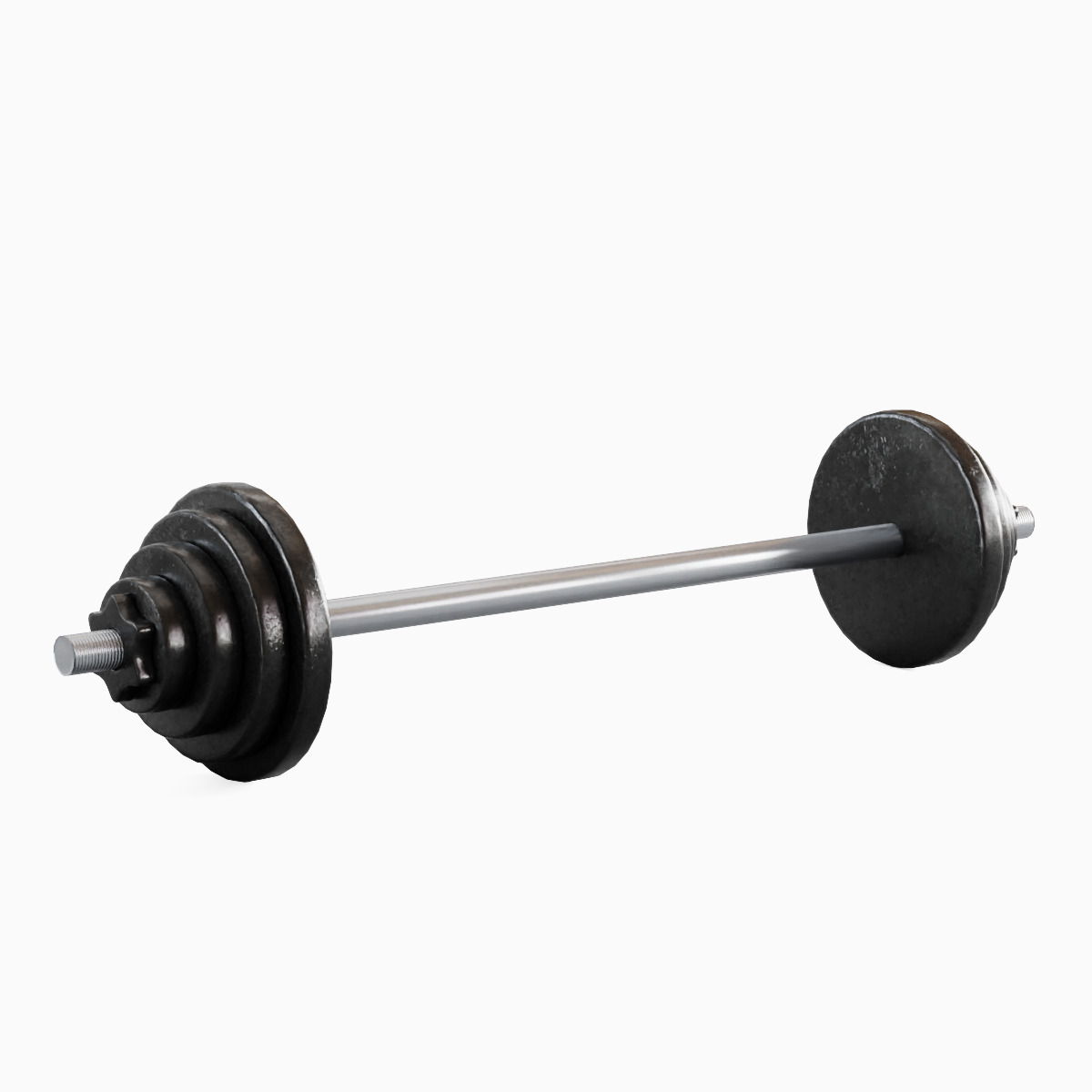 Iron Barbell Set 3D model_2