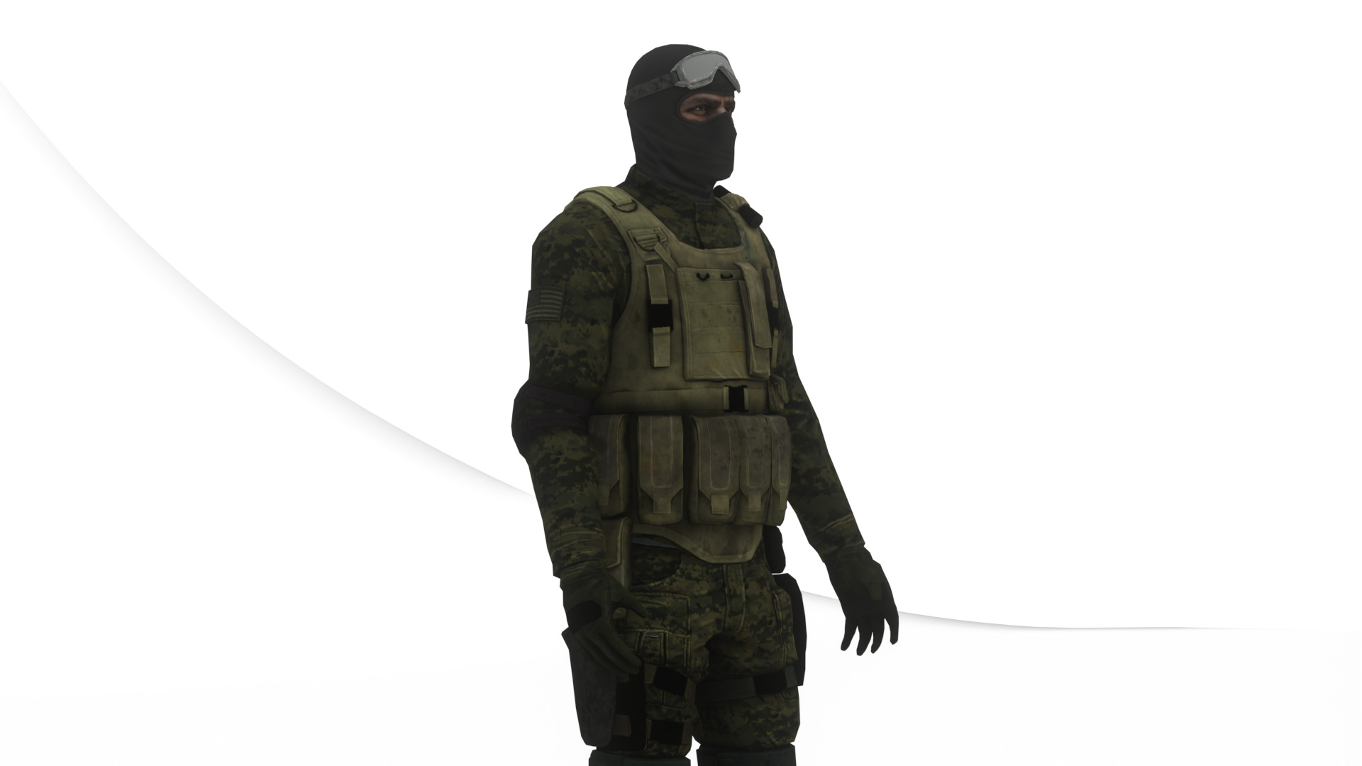 US Special Forces Operator Stealth Uniform 3D Model Low-poly 3D model_11