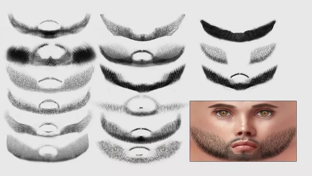 Facial hair set on transparent background Texture_0