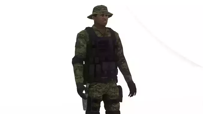 Heavy Gunner US Soldier Military Support Unit 3D  Low-poly 3D model