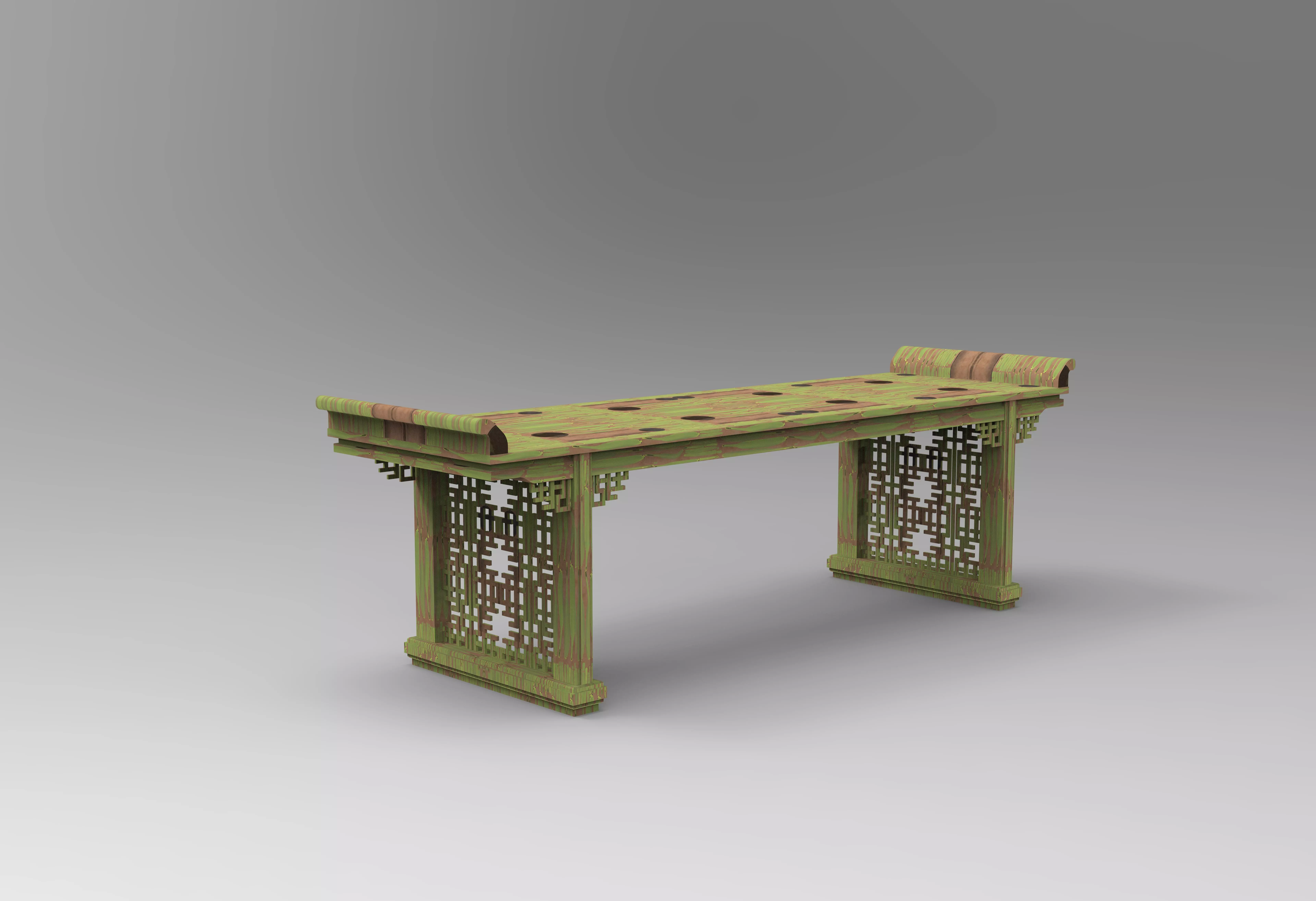 chinese distressed Green-treasures 3D model_0