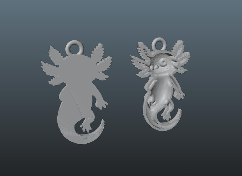 Axolotl Pendant 3D print model_7