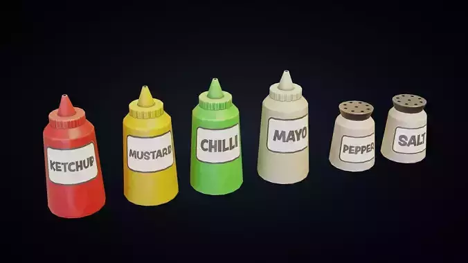 Condiments Ketchup Mustard Mayo - Stylized Kitchen Pack - Part 2
