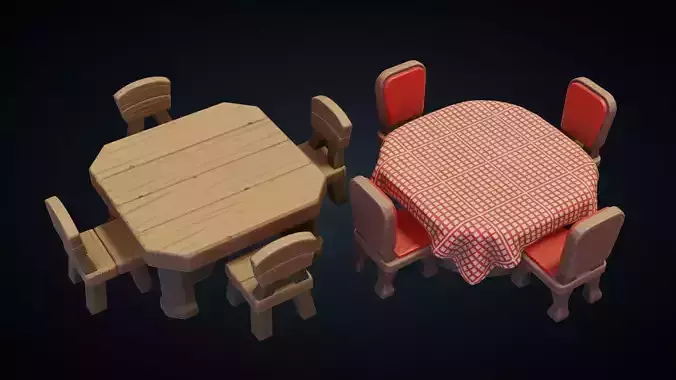 Tables and Chairs - Stylized Kitchen Pack - Part 4