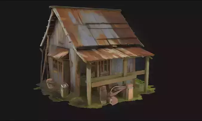 Rustic Cabin Retreat  Cozy Wilderness Escape in 3D Form