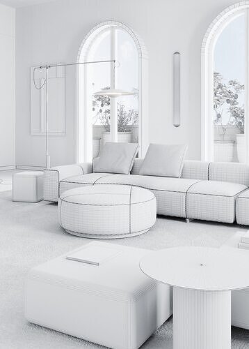 Minotti Living Room Set 3D model 6