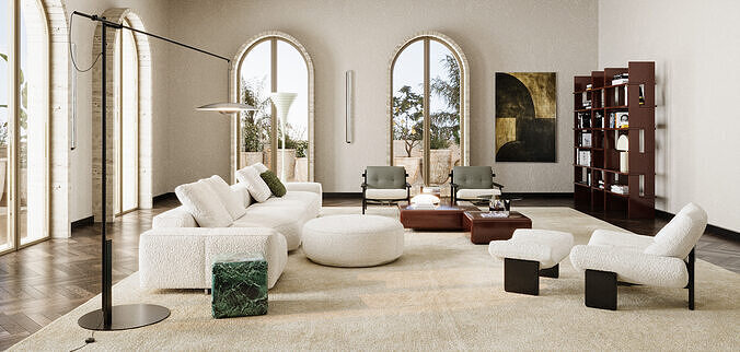 Minotti Living Room Set 3D model 2