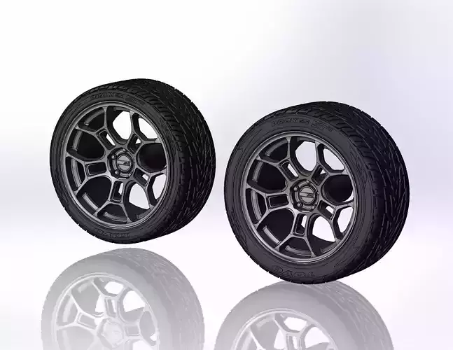 Set of wheels Am Racing GT Street 20inch for scale model