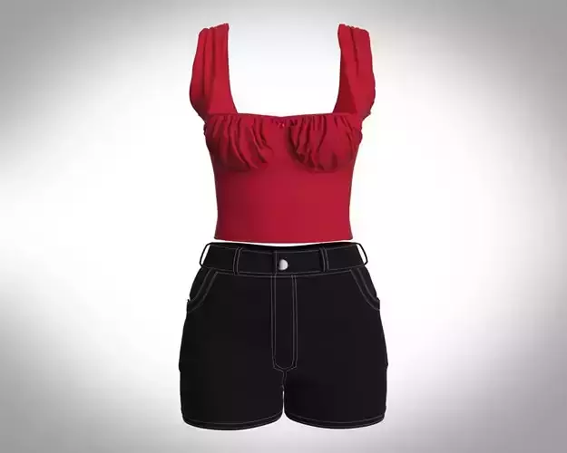 Urban Modern-day Female Stylish Tee and Denim Shorts Set