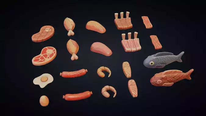 Meat Raw and Cooked - Stylized Kitchen Pack - Part 15