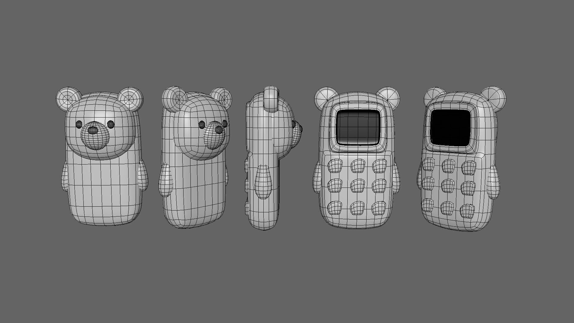 Cute Bear Phone Toy 3D Model - Stylized Cartoon Mobile Phone Low-poly 3D model_4