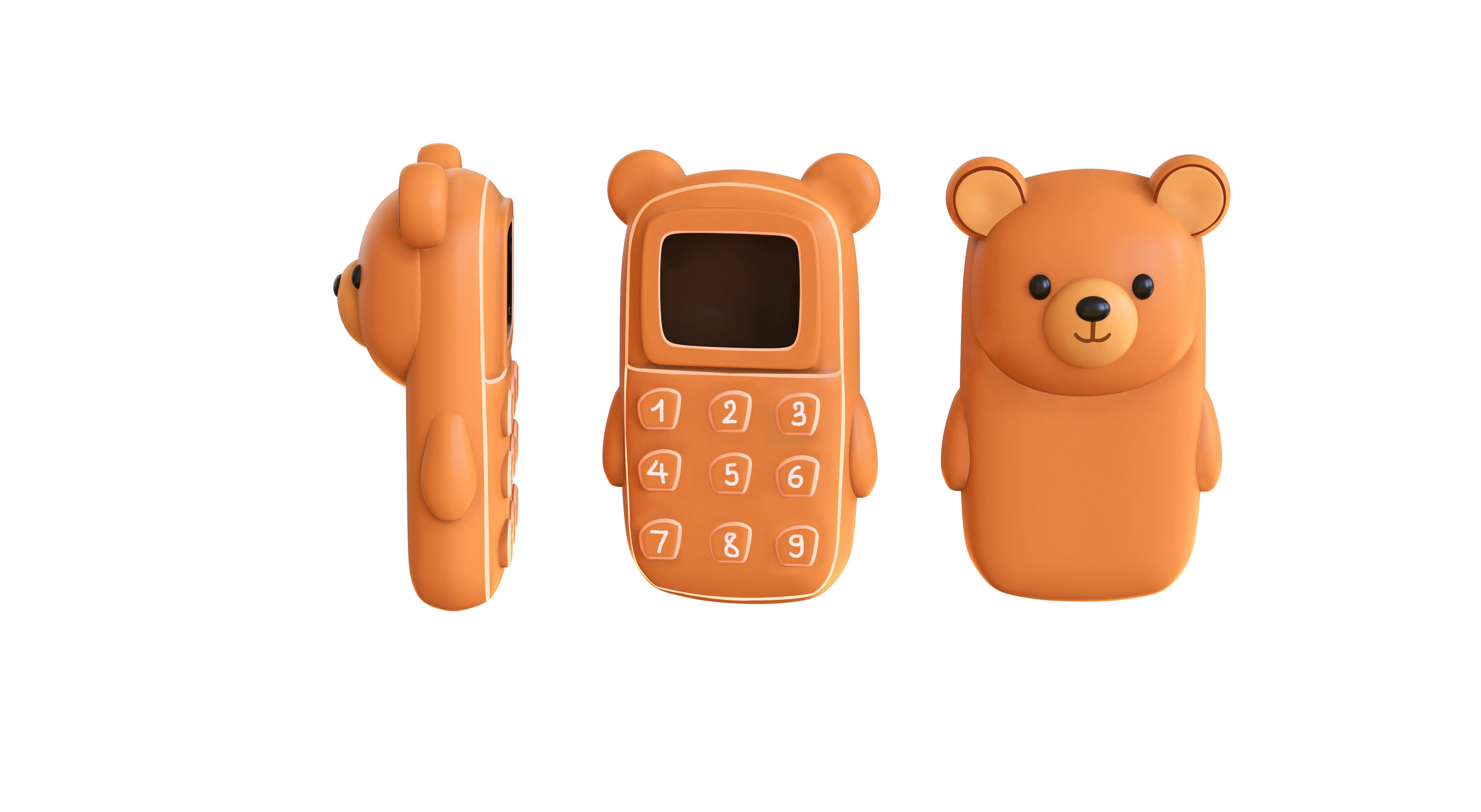 Cute Bear Phone Toy 3D Model - Stylized Cartoon Mobile Phone Low-poly 3D model_1