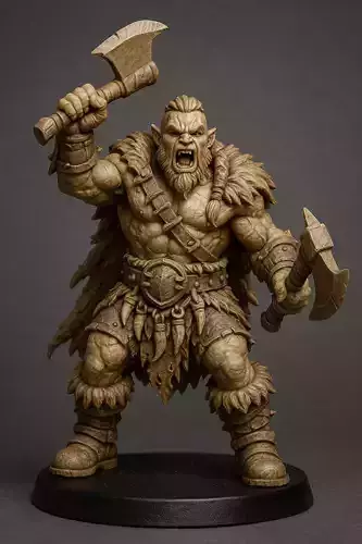 Half Orc Barbarian Miniature