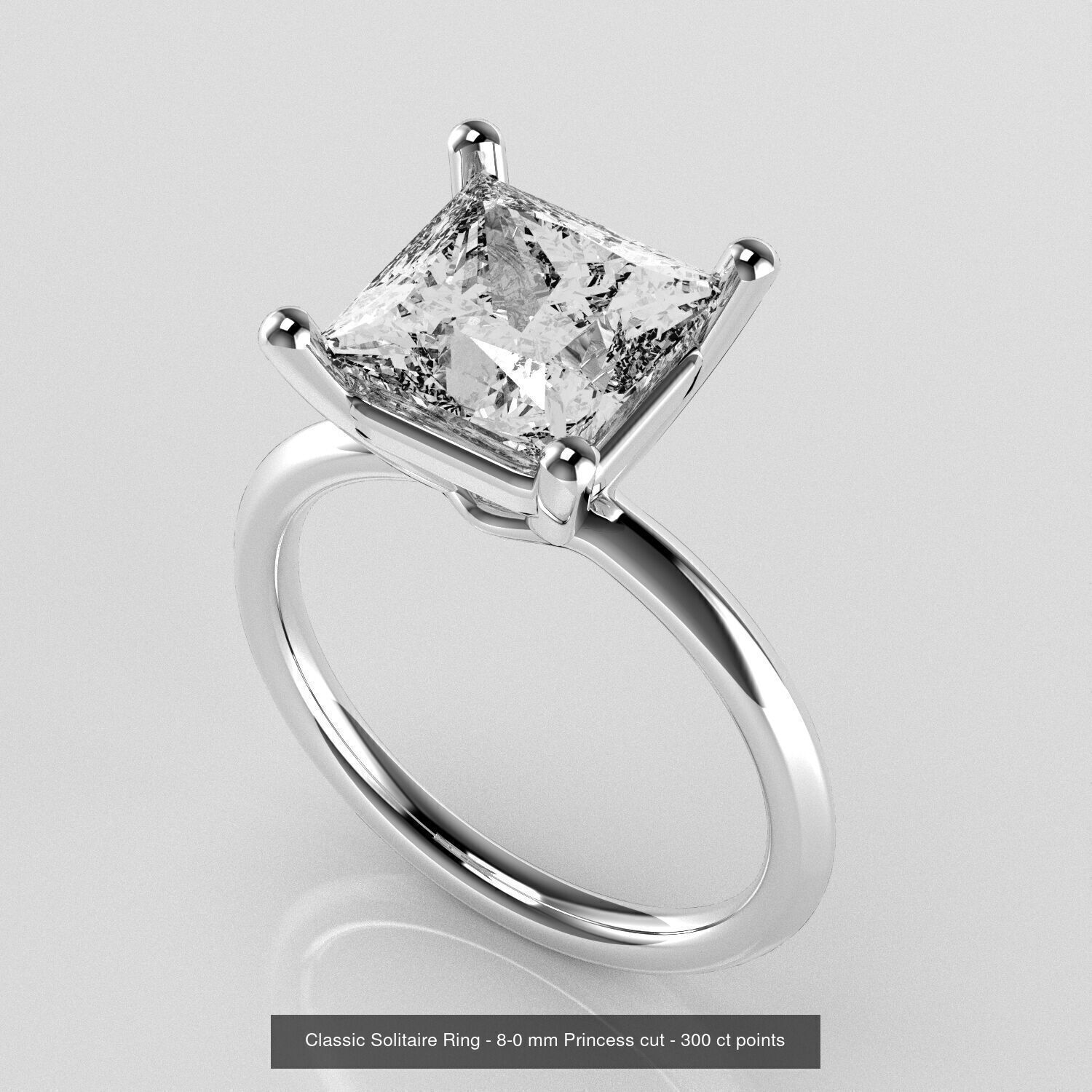 Classic Solitaires - Princess Cut Stone 3D Model Collection _4