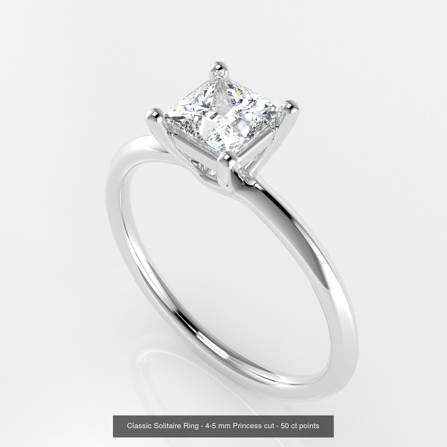 Classic Solitaires - Princess Cut Stone 3D Model Collection _1