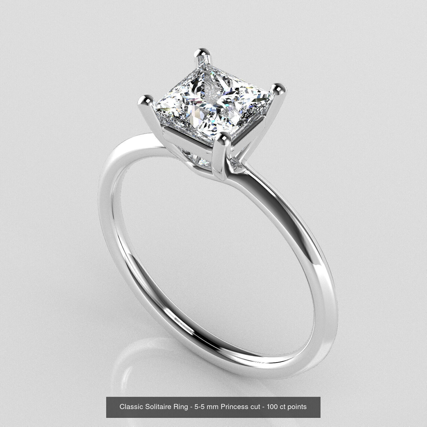 Classic Solitaires - Princess Cut Stone 3D Model Collection _2