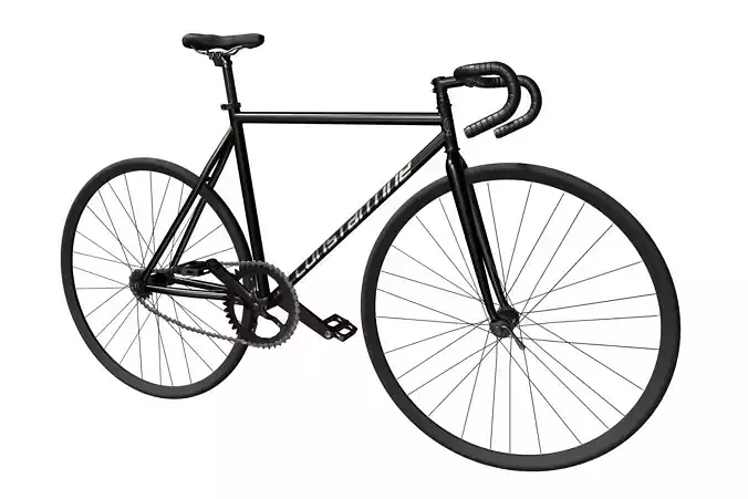 Black Fixed-Gear  Fixie Bicycle  3D model