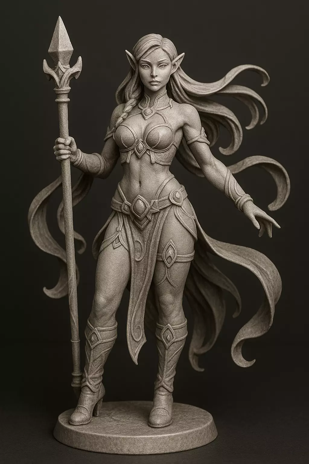 Female Elven Mage 3D print model_0