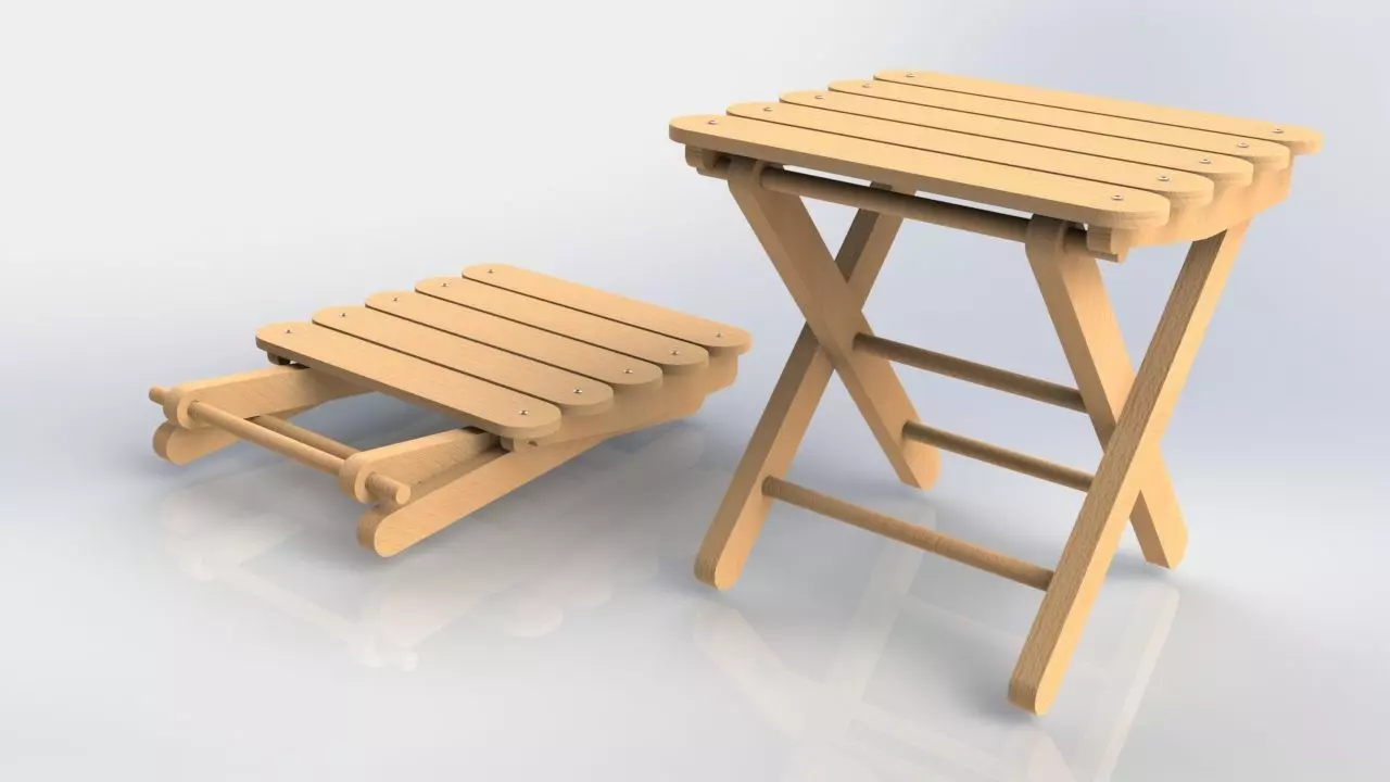 Wooden Foldable Chair 3D Model 3D print model_0