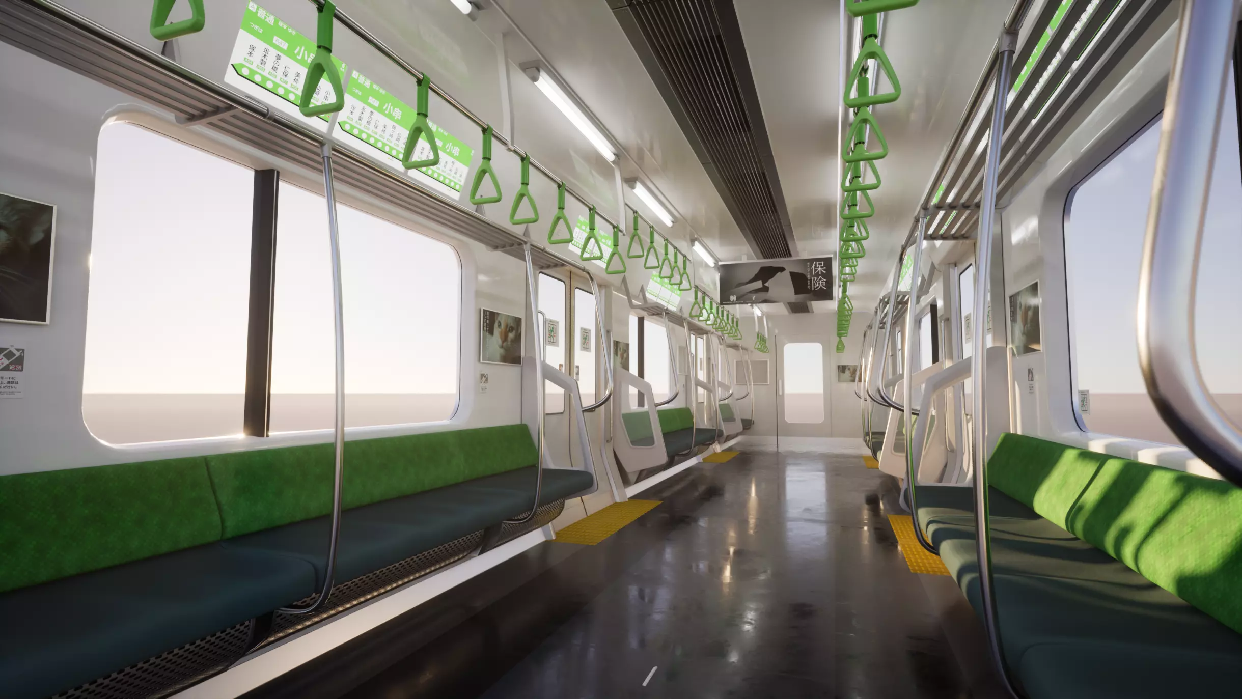 Japanese Train Interior Unreal Engine Scene Low-poly 3D model_0