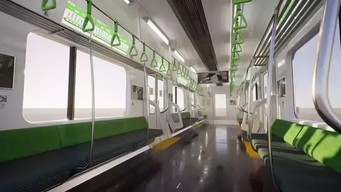 Japanese Train Interior Unreal Engine Scene Low-poly 3D model