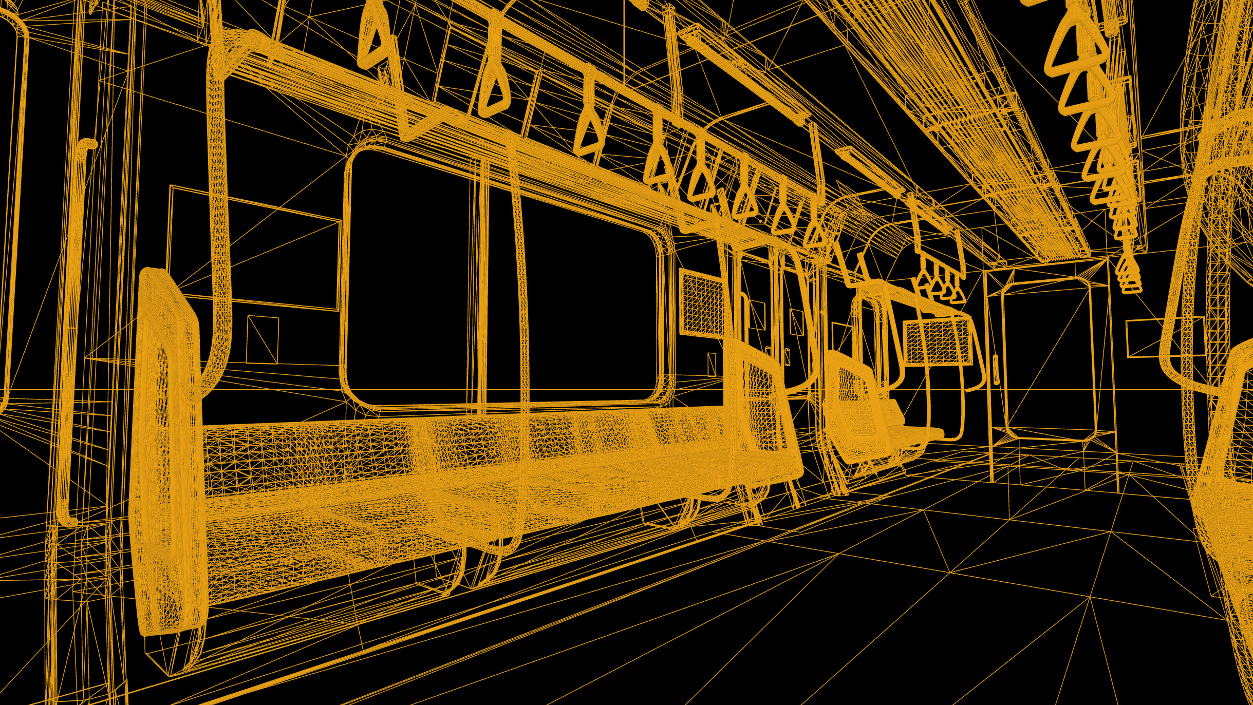 Japanese Train Interior Unreal Engine Scene Low-poly 3D model_9