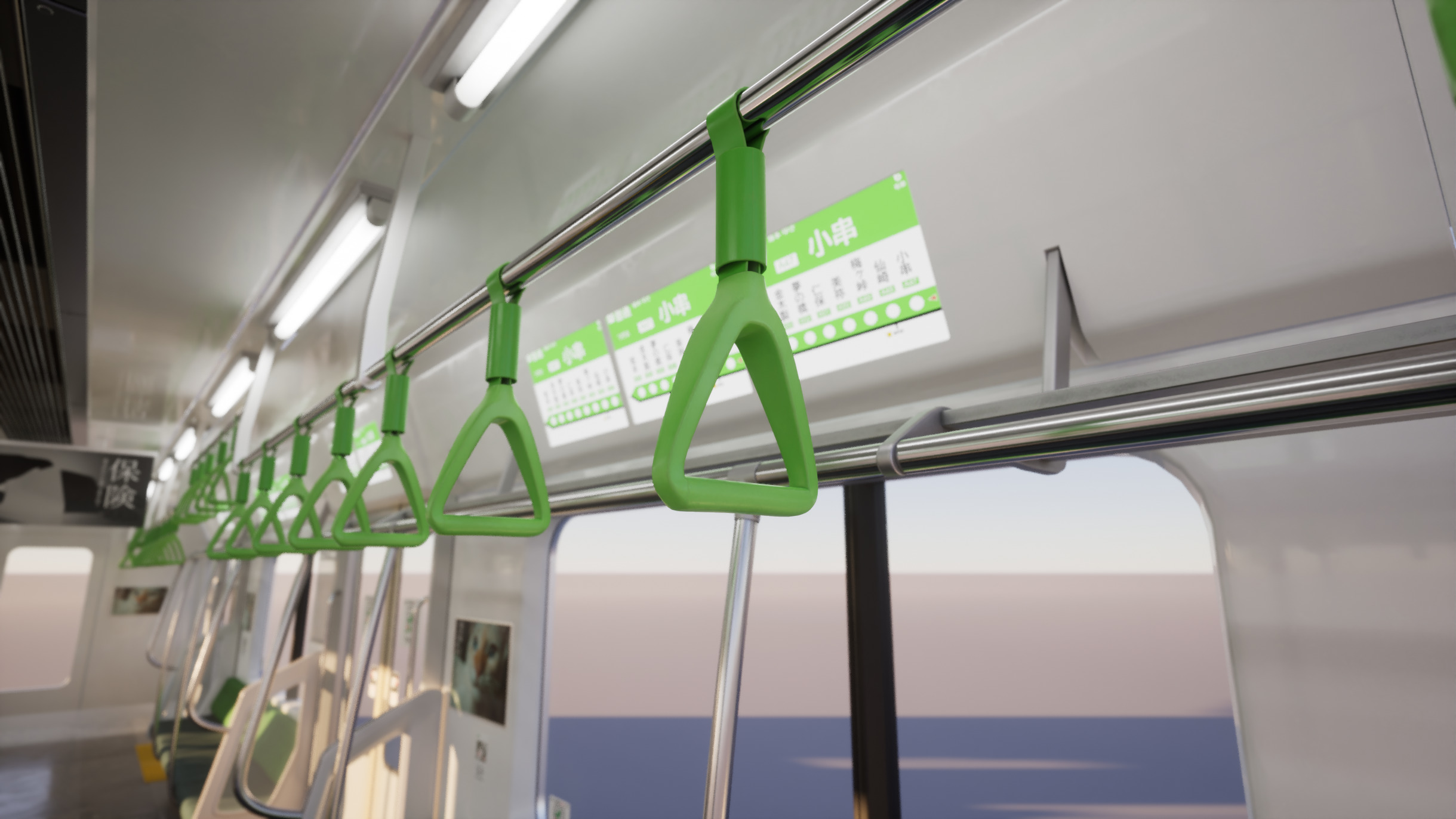 Japanese Train Interior Unreal Engine Scene Low-poly 3D model_5