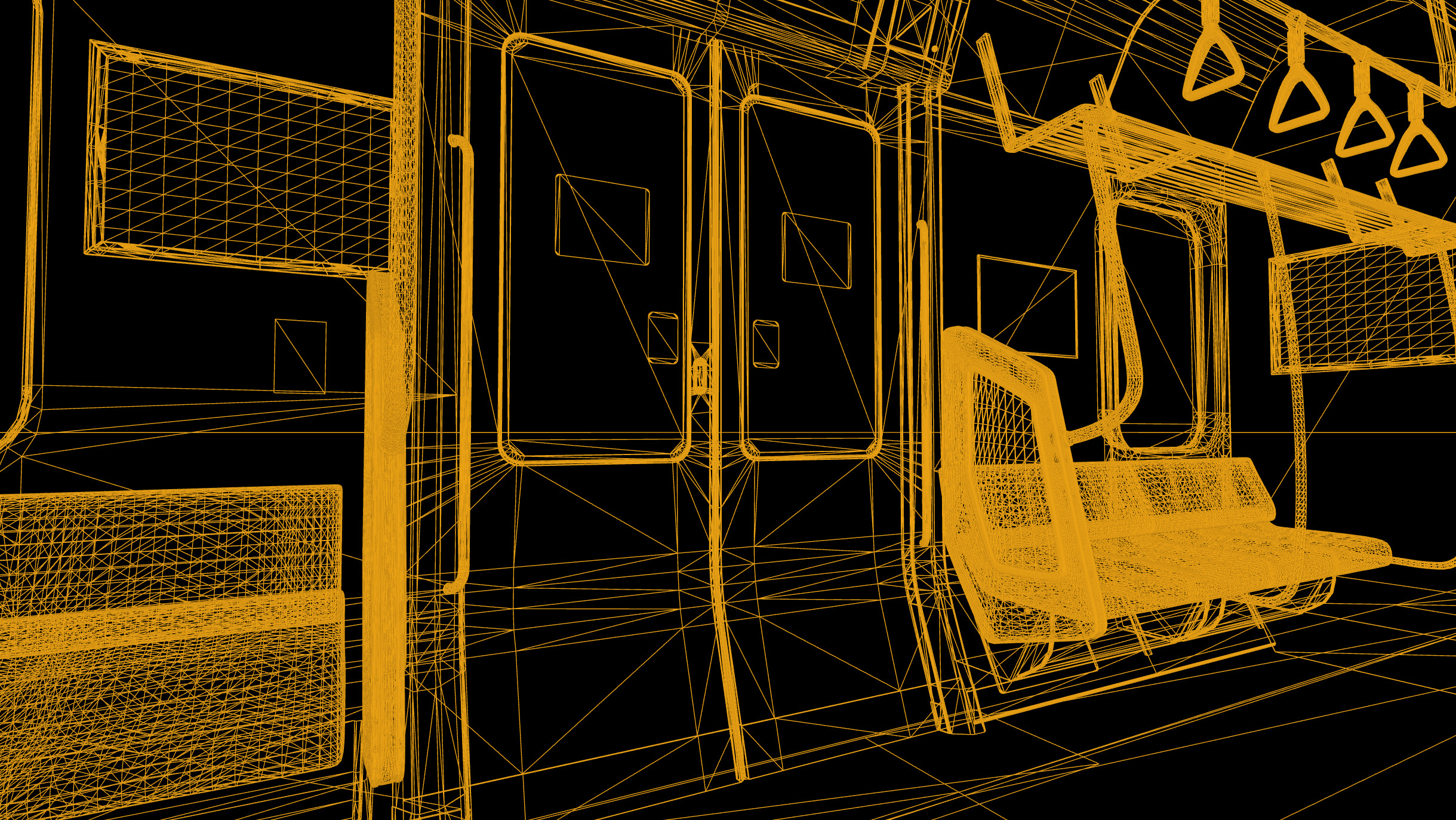 Japanese Train Interior Unreal Engine Scene Low-poly 3D model_10