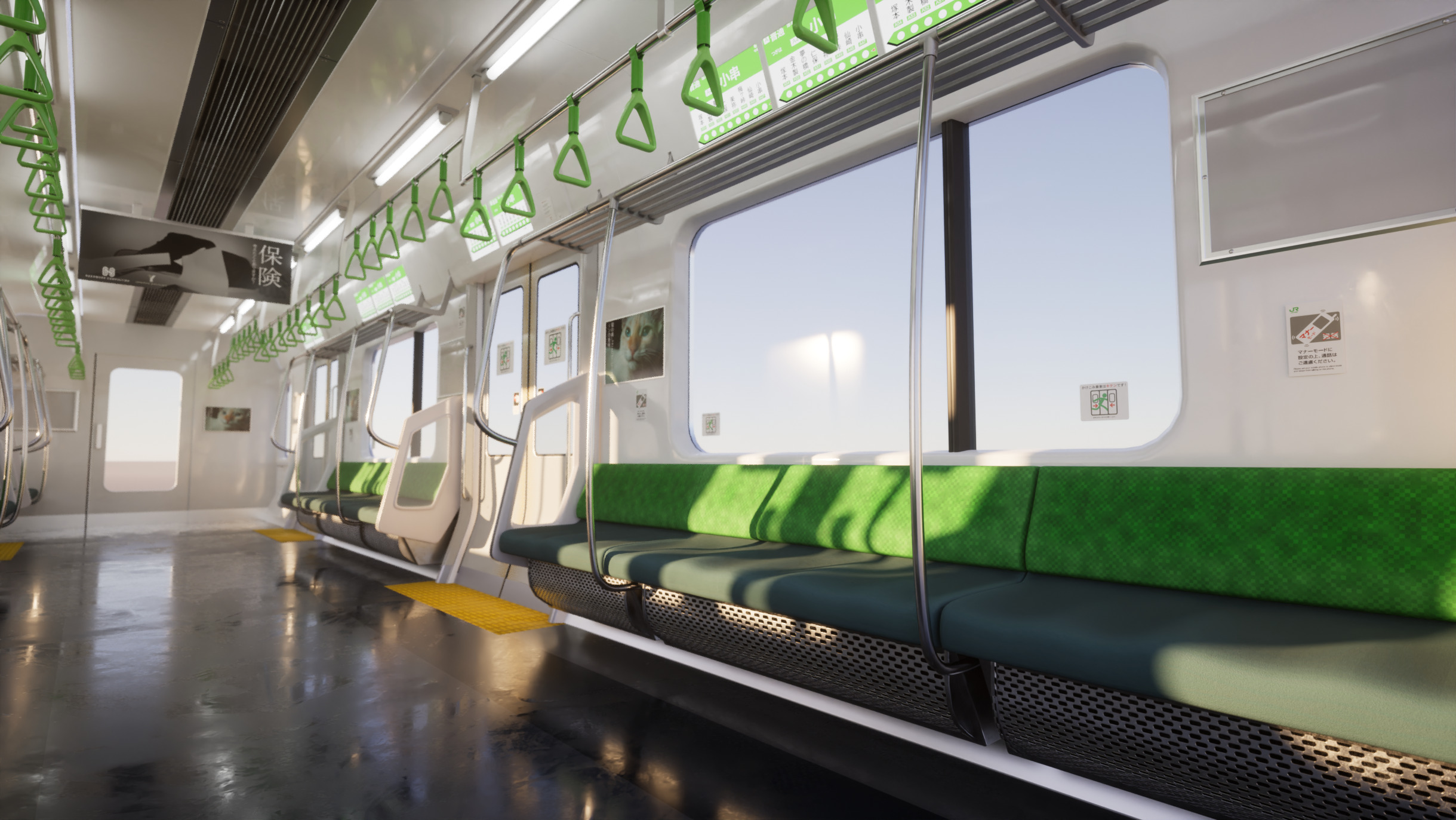 Japanese Train Interior Unreal Engine Scene Low-poly 3D model_7