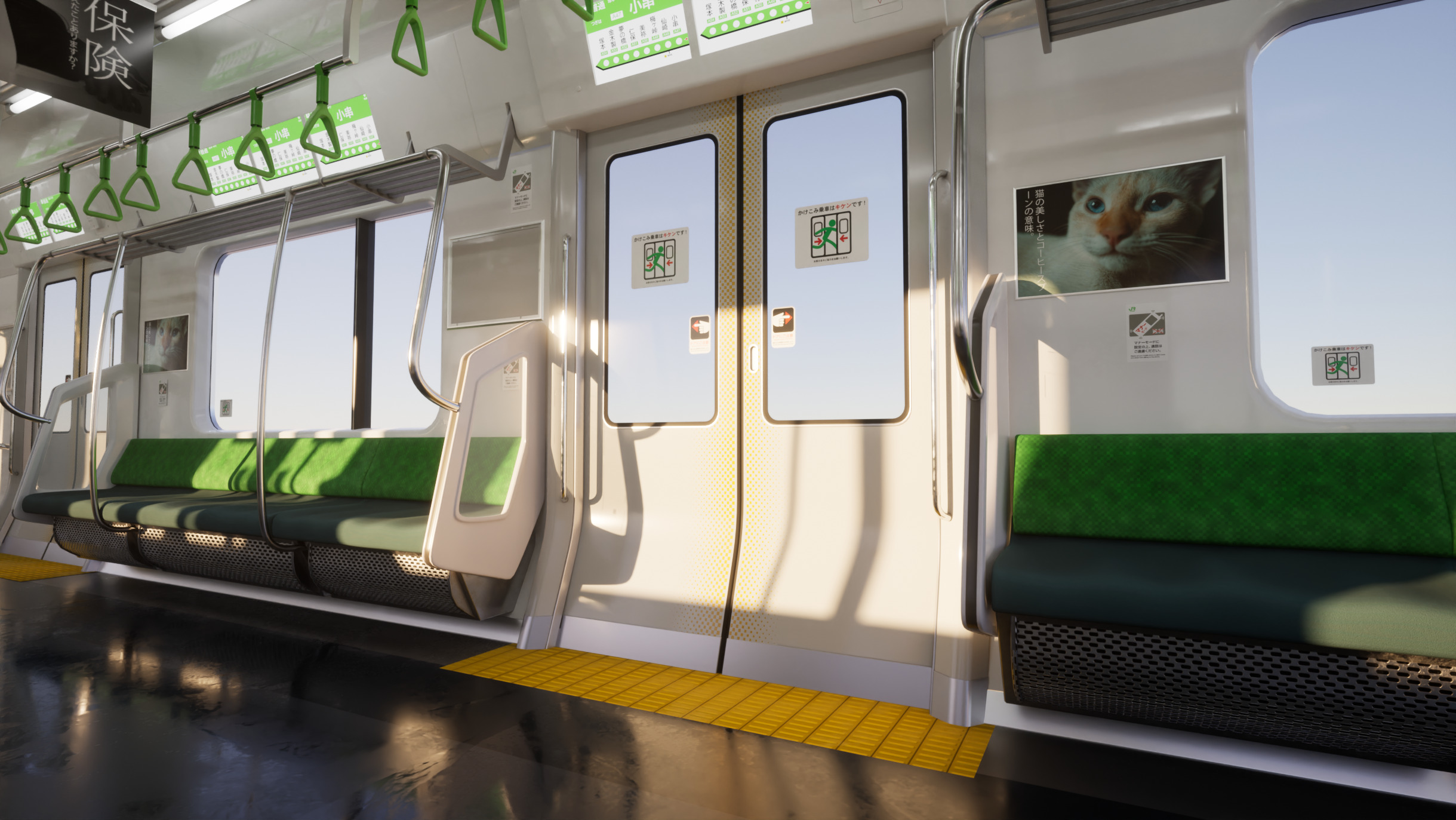 Japanese Train Interior Unreal Engine Scene Low-poly 3D model_1