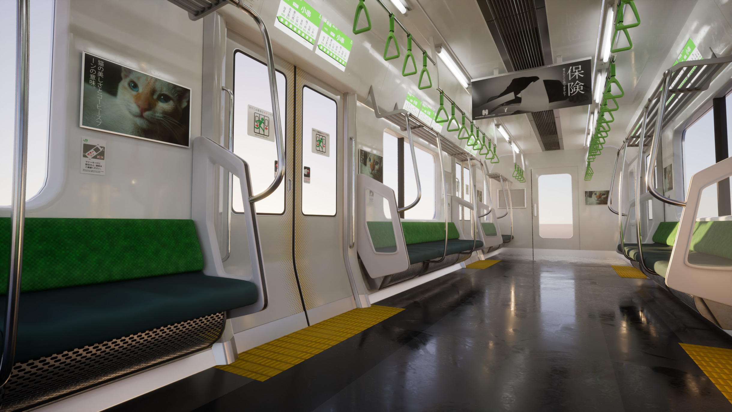 Japanese Train Interior Unreal Engine Scene Low-poly 3D model_2