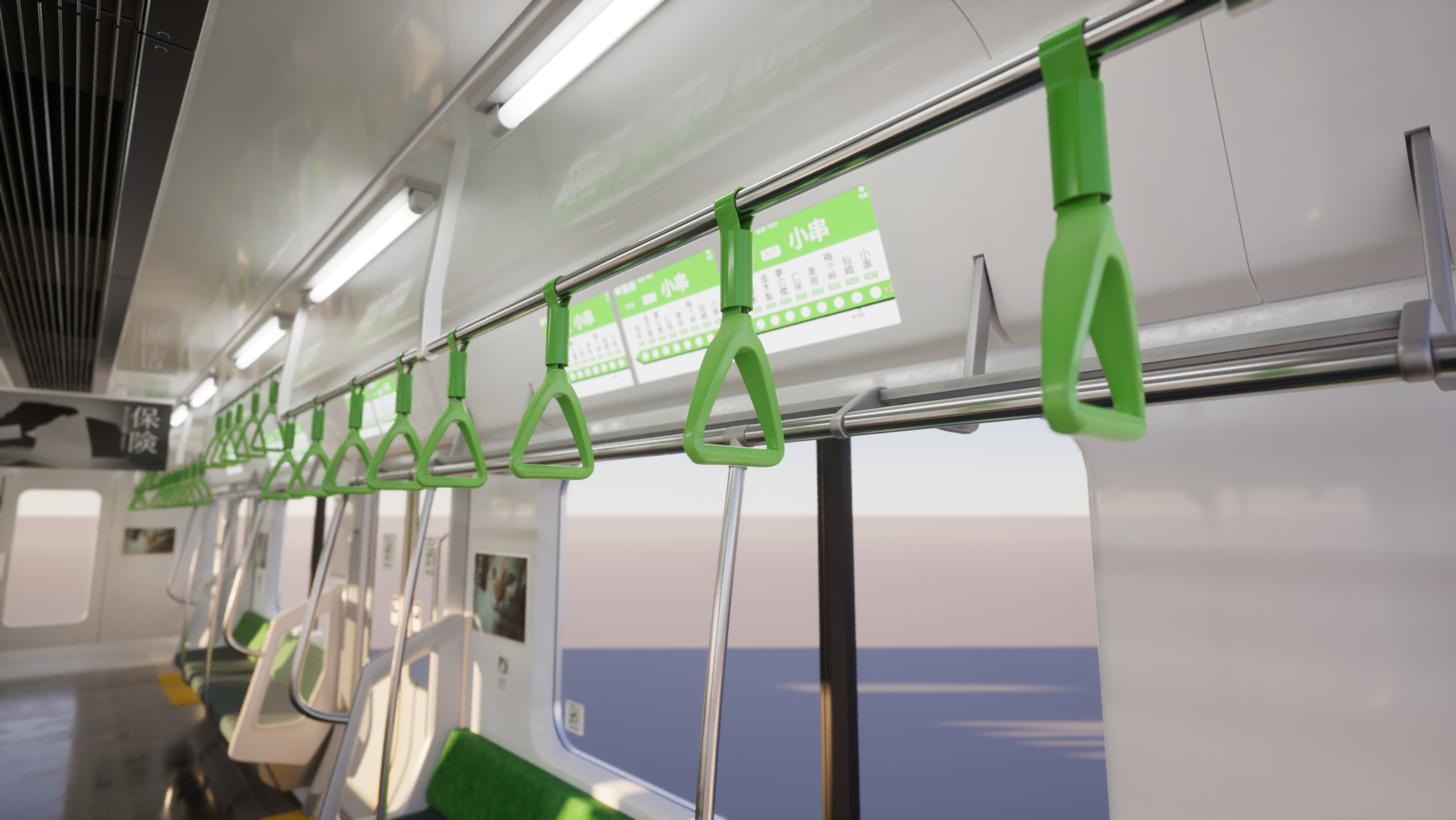 Japanese Train Interior Unreal Engine Scene Low-poly 3D model_6