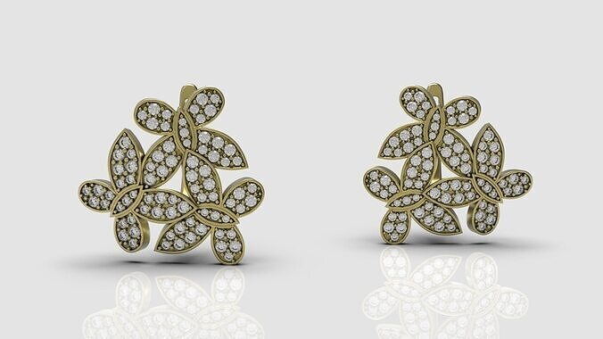 Diamond Butterfly Earrings 3D print model