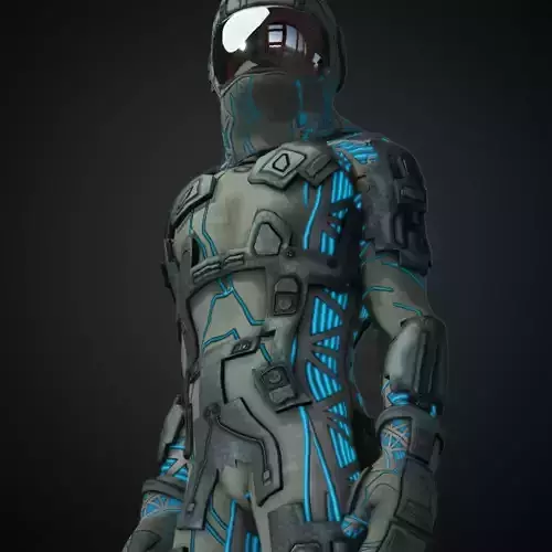 Rigged Man Cyberpunk Character Low-poly 3D model