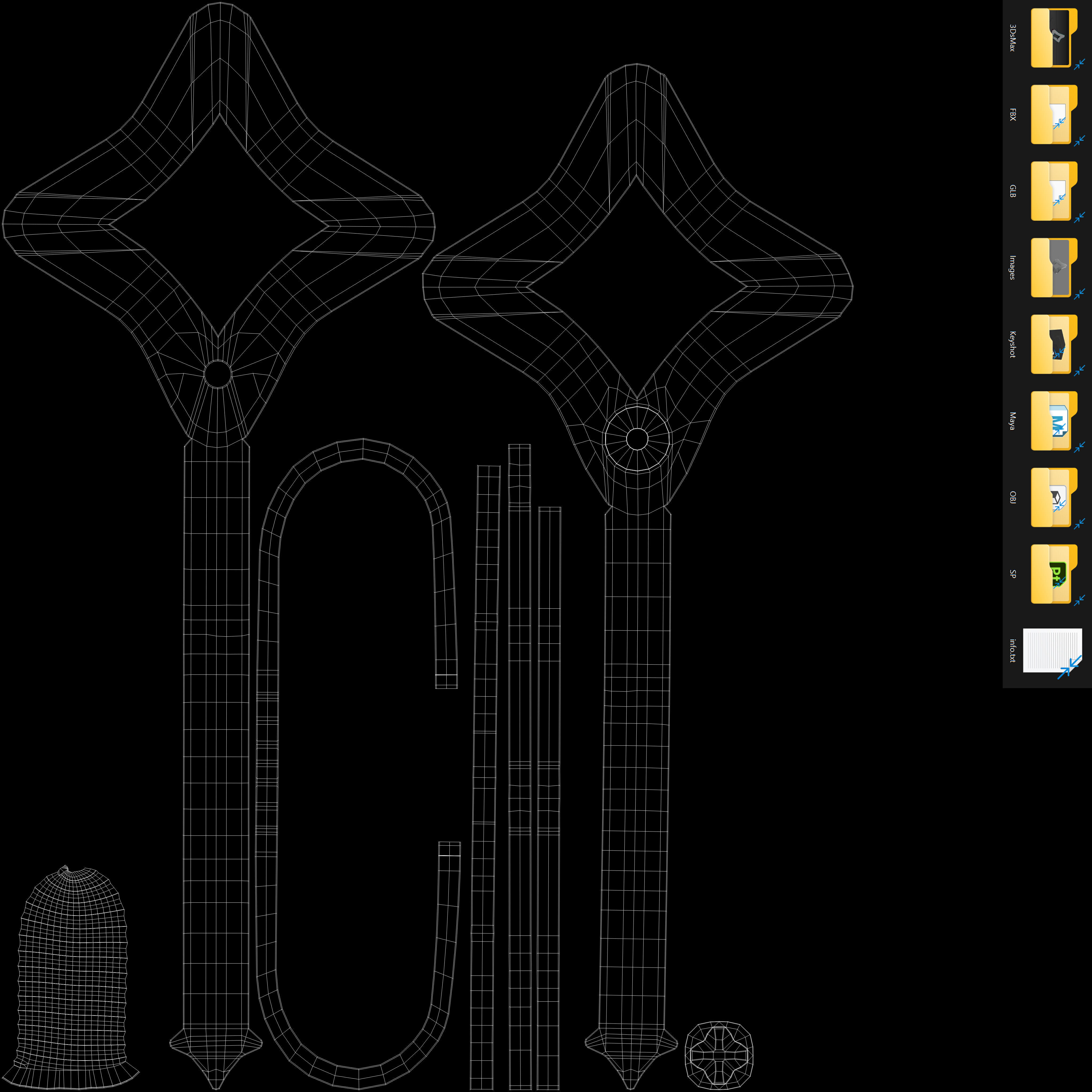 Hook Models Asset pack - Total 18 Models Low-poly 3D model_36