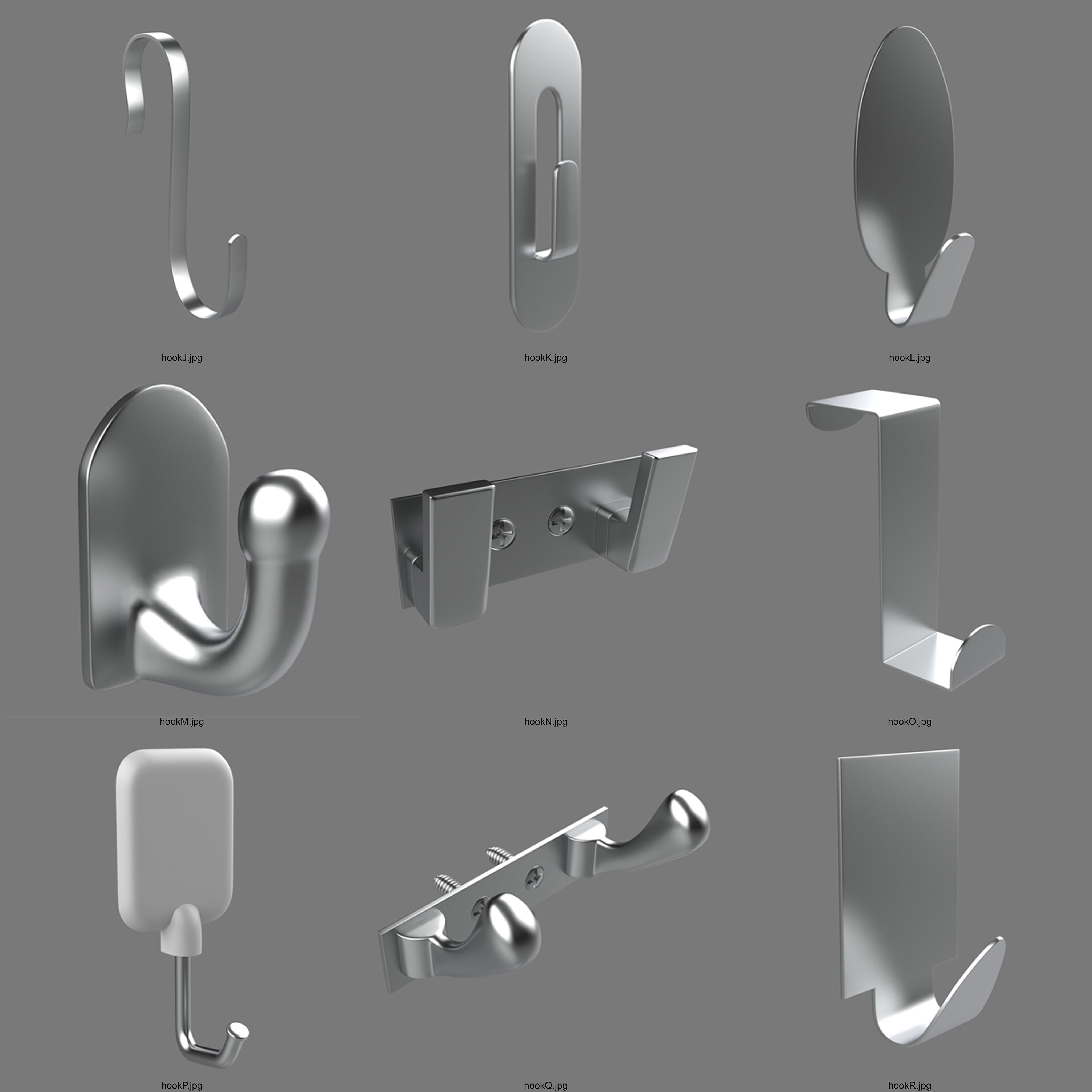 Hook Models Asset pack - Total 18 Models Low-poly 3D model_1
