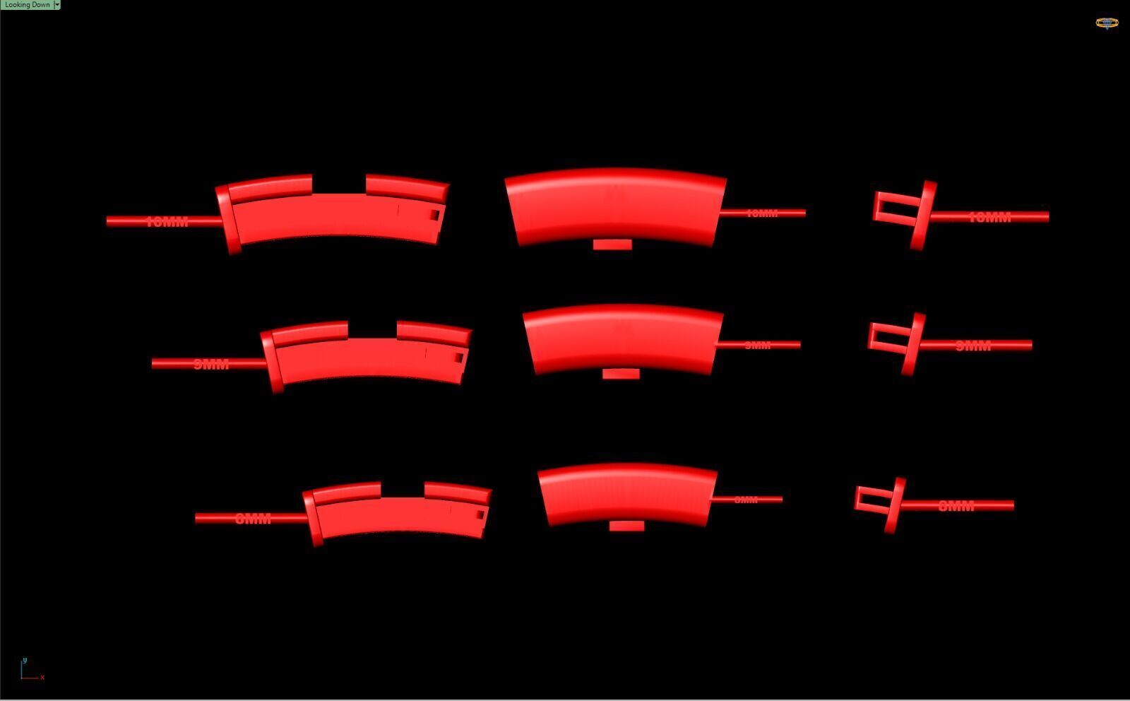 PACK Cuban Locks Curves Chains 8mm 9mm 10mm 3D print model_7