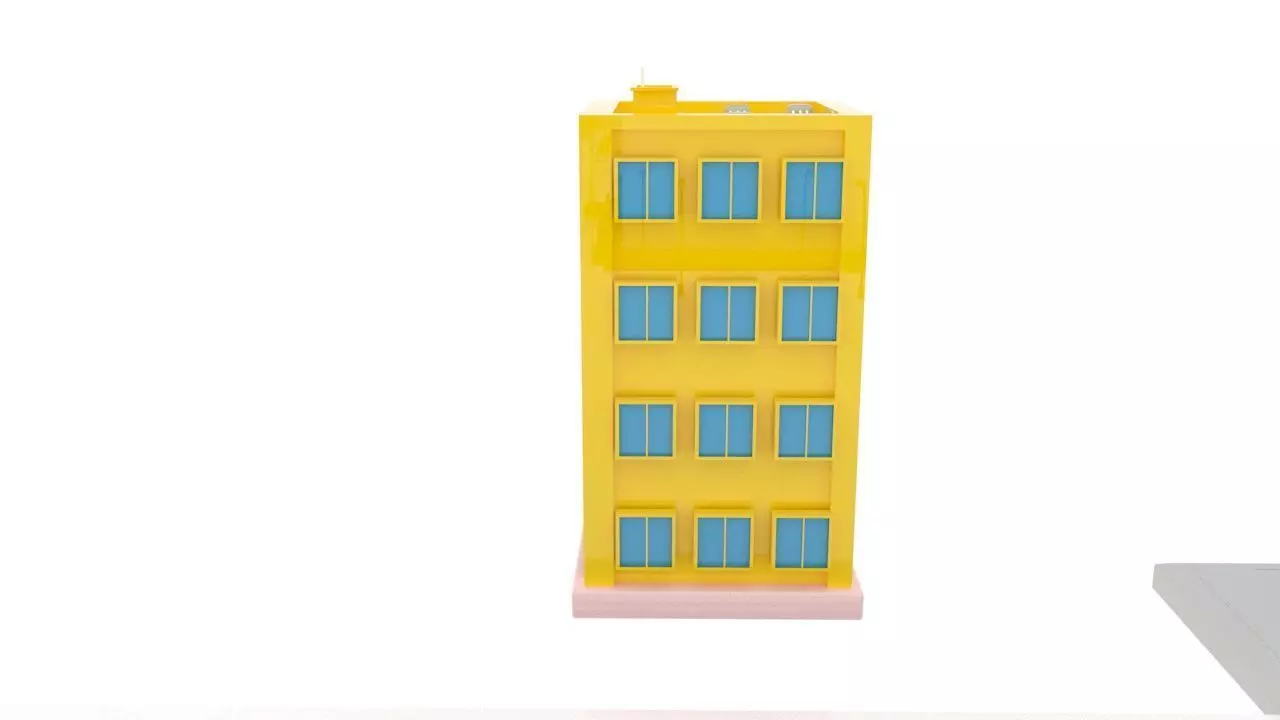 Modern Apartment Building Set 4 Unique Designs 3D model_0