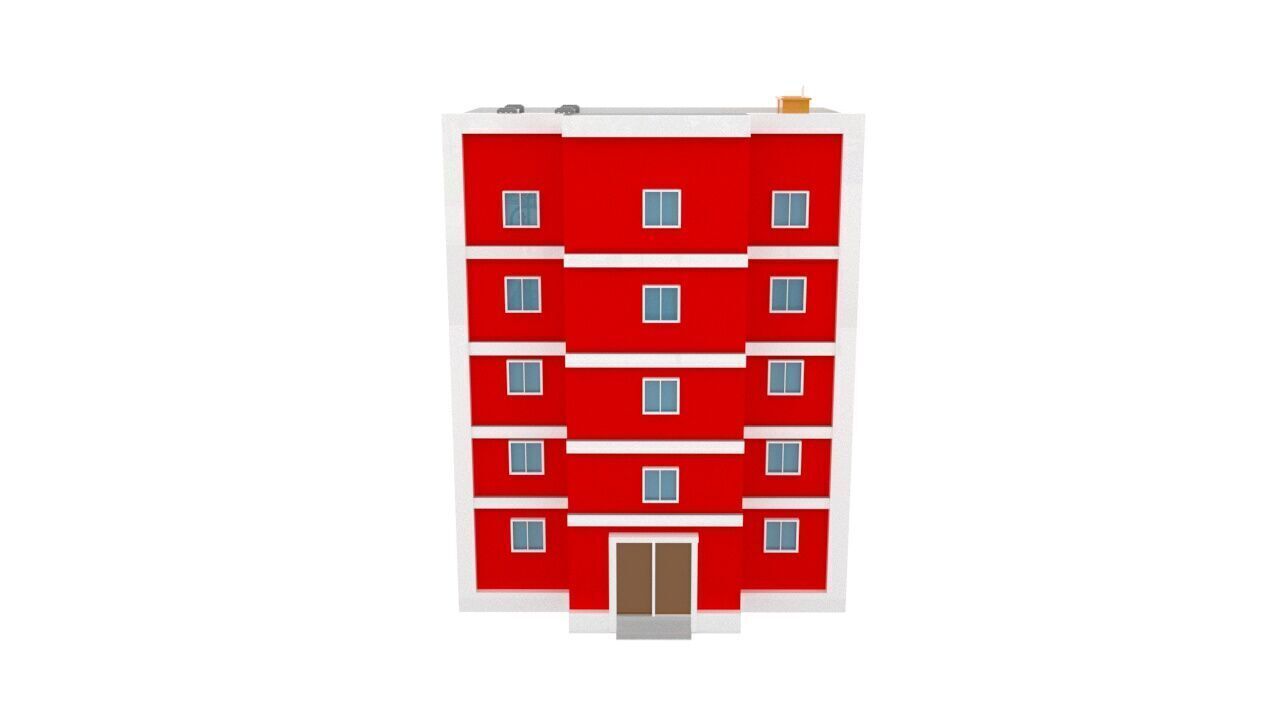 Modern Apartment Building Set 4 Unique Designs 3D model_2