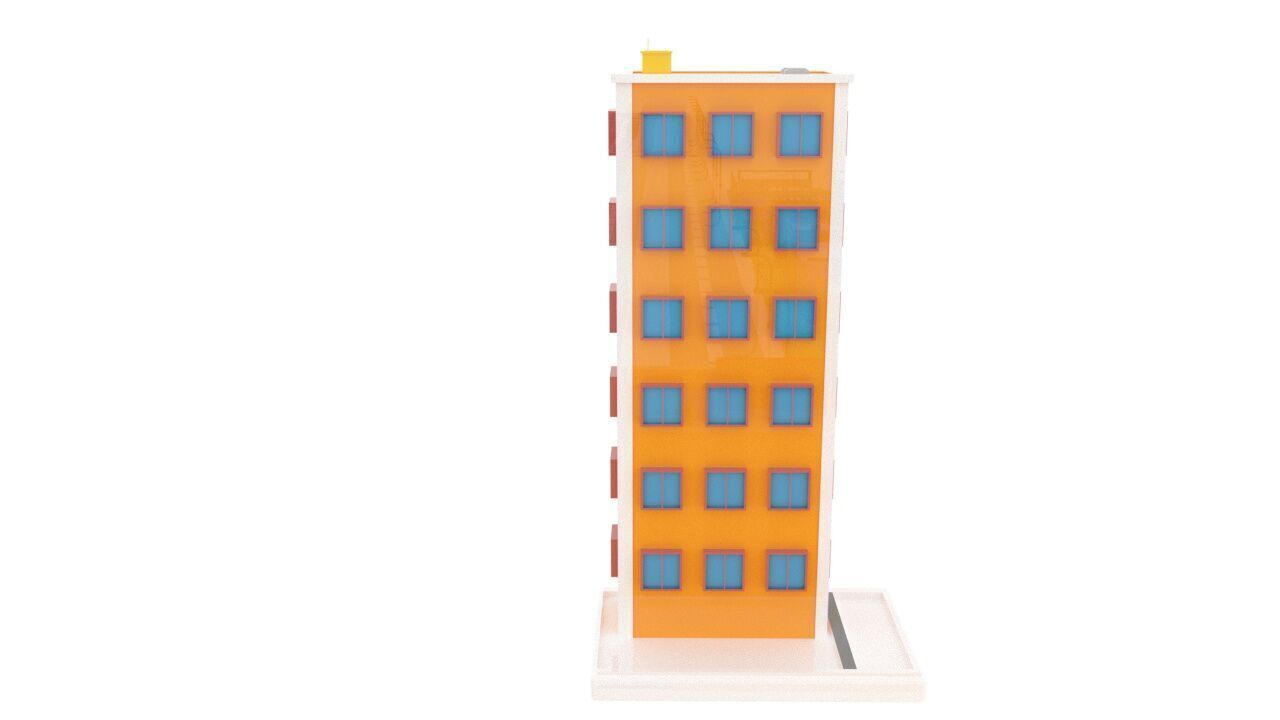 Modern Apartment Building Set 4 Unique Designs 3D model_3