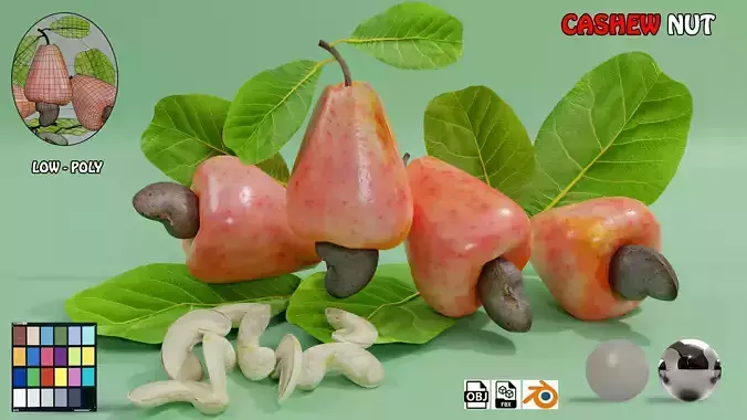 Cashew Nut 3D Low-poly 3D model