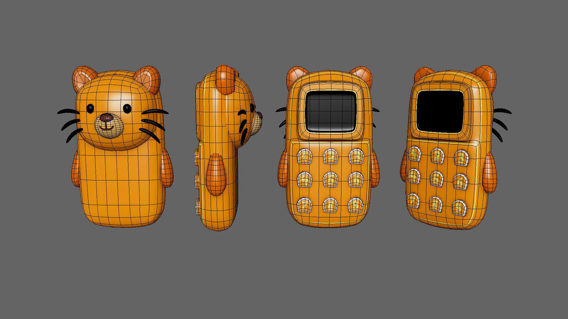 Cute Cat Phone Toy 3D Model - Stylized Cartoon Mobile Phone Low-poly 3D model_5
