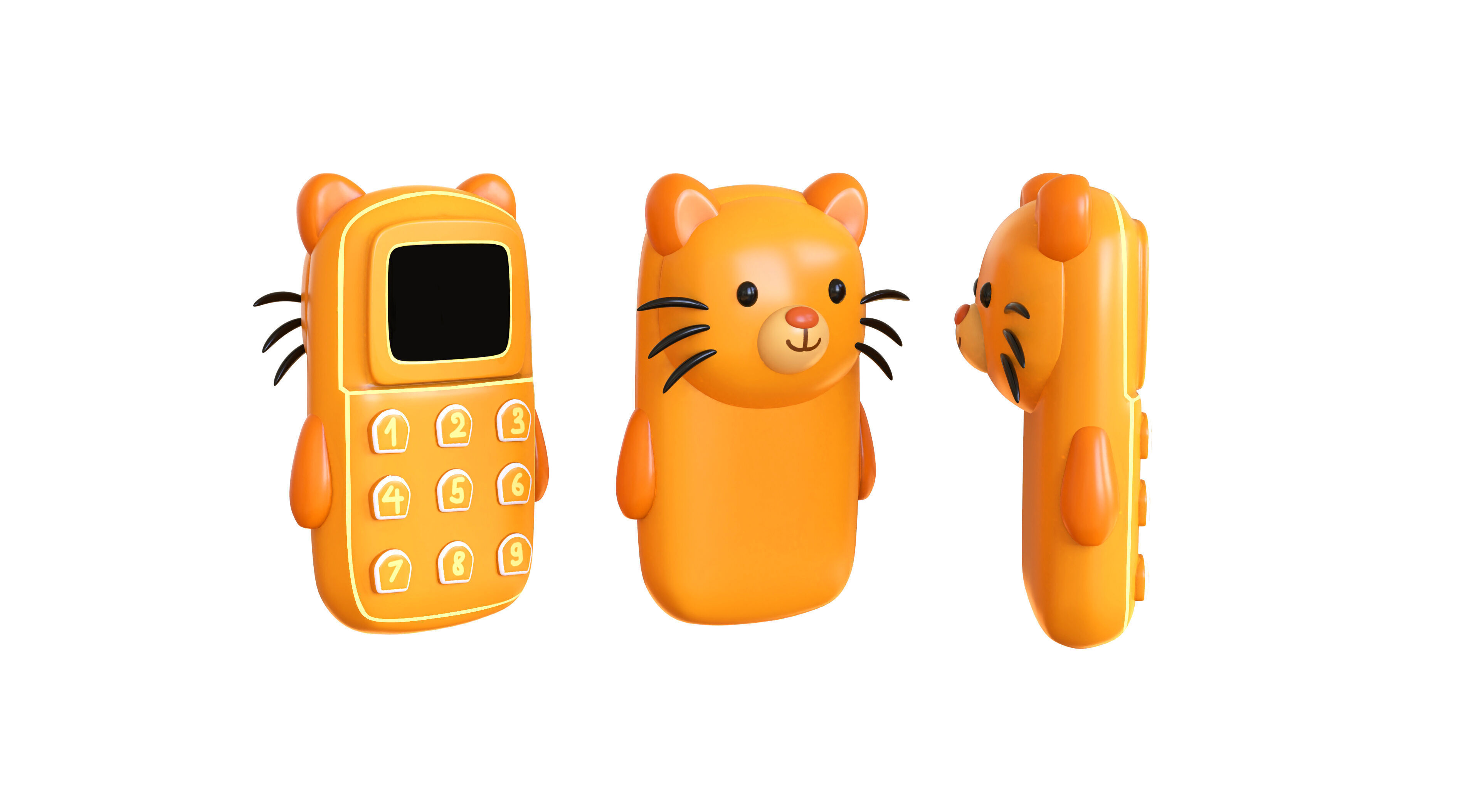 Cute Cat Phone Toy 3D Model - Stylized Cartoon Mobile Phone Low-poly 3D model_2