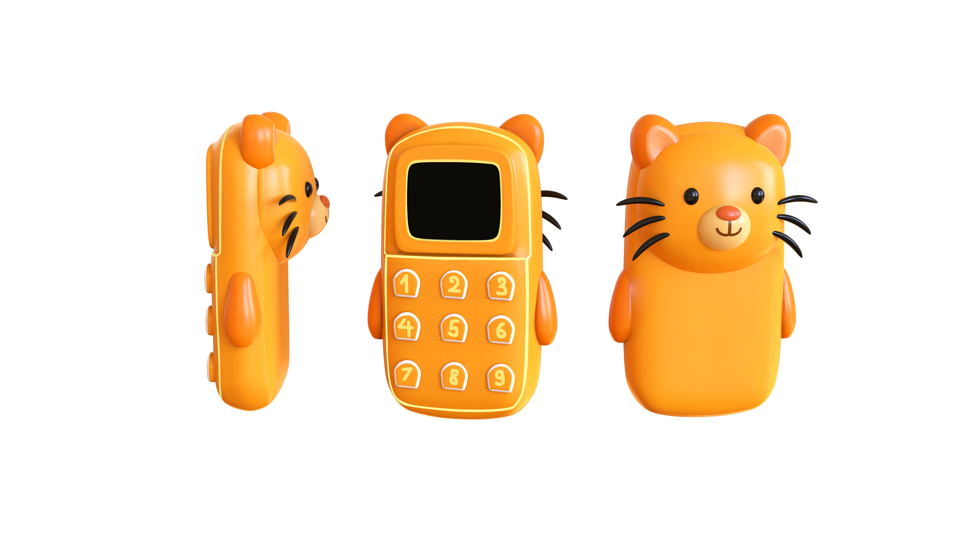 Cute Cat Phone Toy 3D Model - Stylized Cartoon Mobile Phone Low-poly 3D model_1
