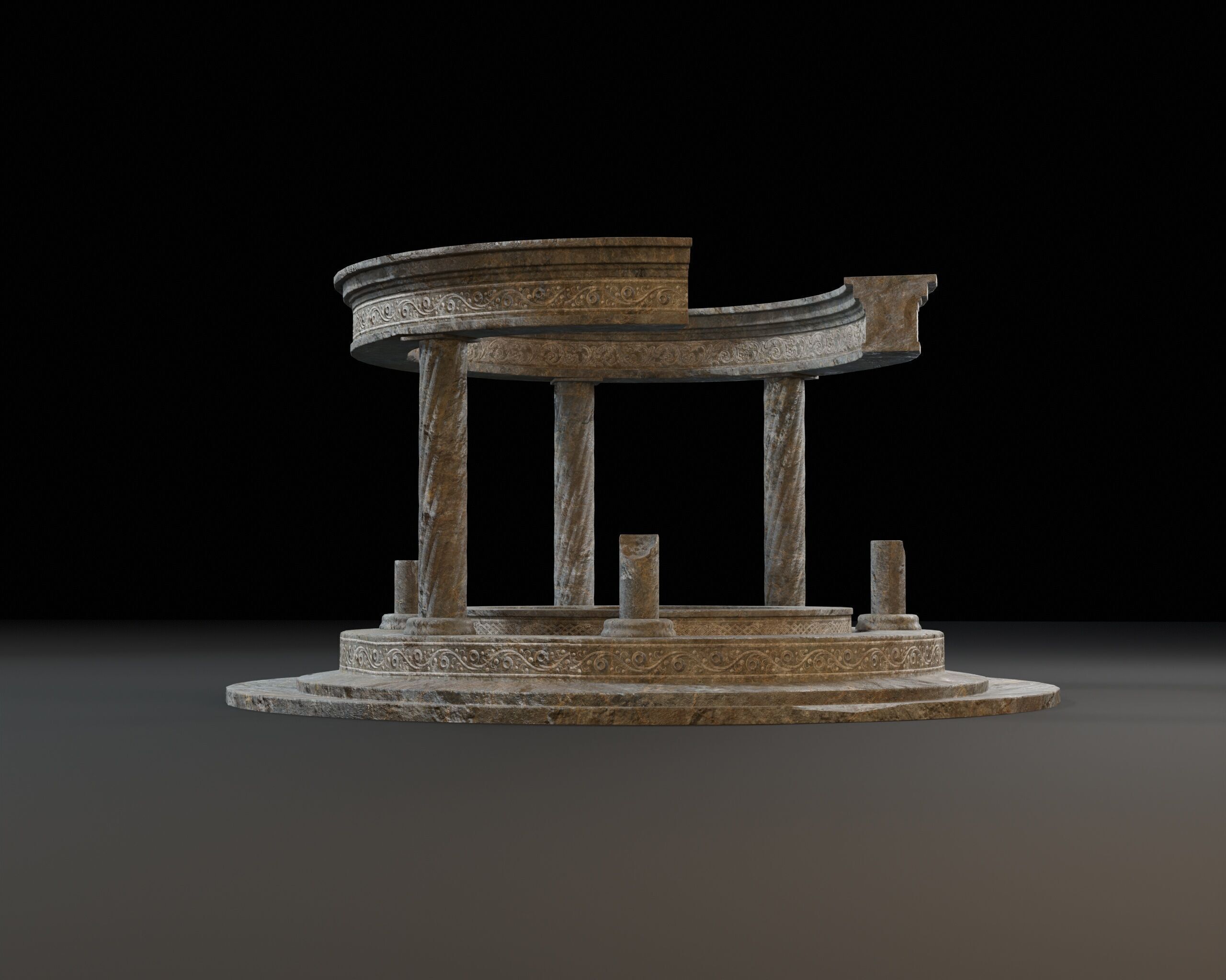 Ruined Pavilion Sanctuary Low-poly 3D model_14